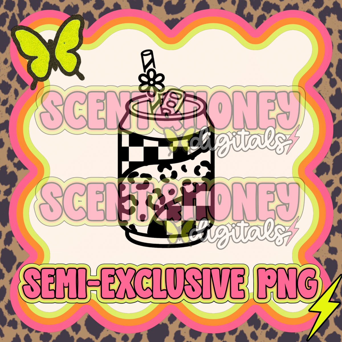**SEMI-EXCLUSIVE** Cheetah & Checkered Soda PNG