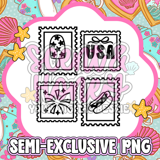 **SEMI-EXCLUSIVE** Fourth of July Stamp Collage PNG