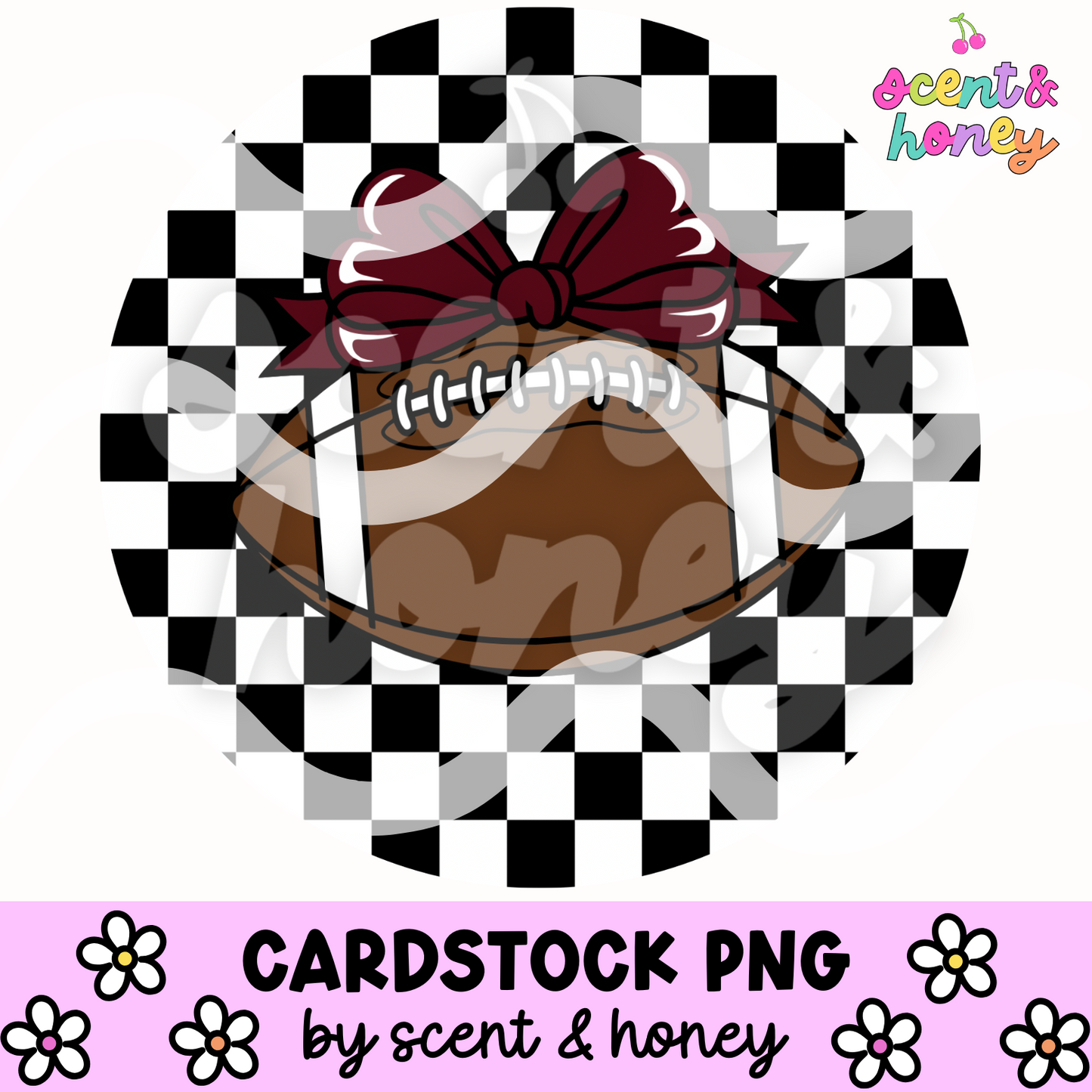 Football with Maroon Bow Cardstock PNG