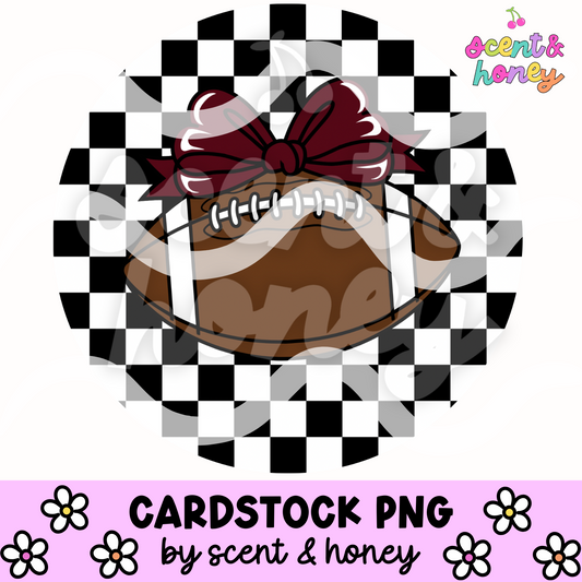 Football with Maroon Bow Cardstock PNG