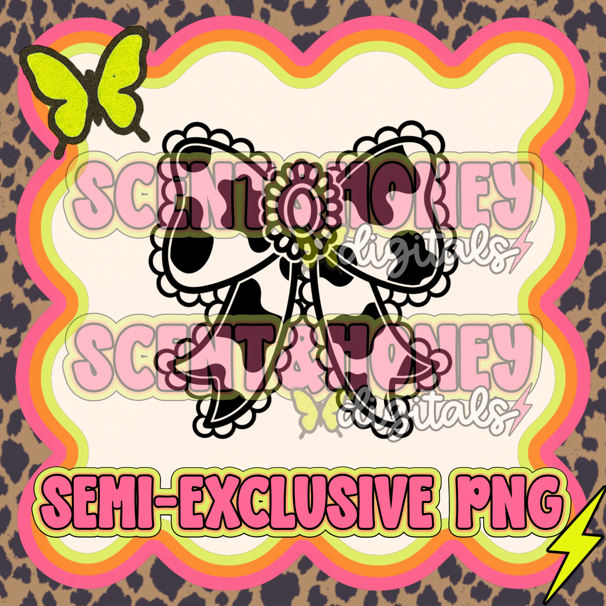 **SEMI-EXCLUSIVE** Concha Cow Print Bow PNG