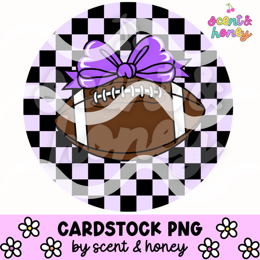 Football with Purple Bow Cardstock PNG