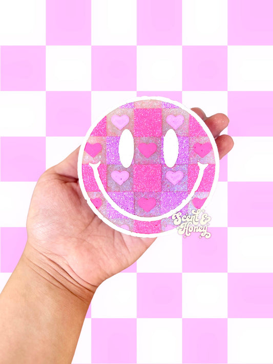 Checkered Hearts Freshie (pink & purple)