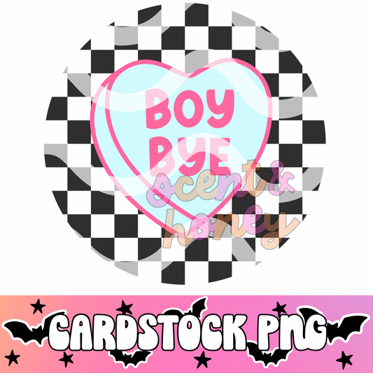 Boy Bye Heart Cardstock PNG