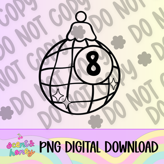Disco Magic 8 Ball Ornament PNG Download