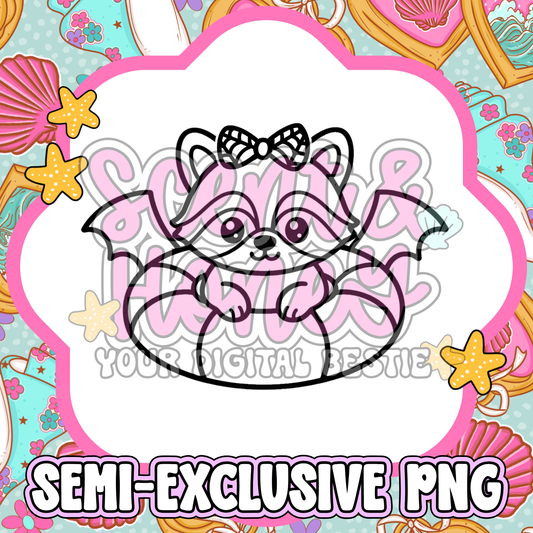 **SEMI-EXCLUSIVE** Raccoon in Bat Floatie PNG