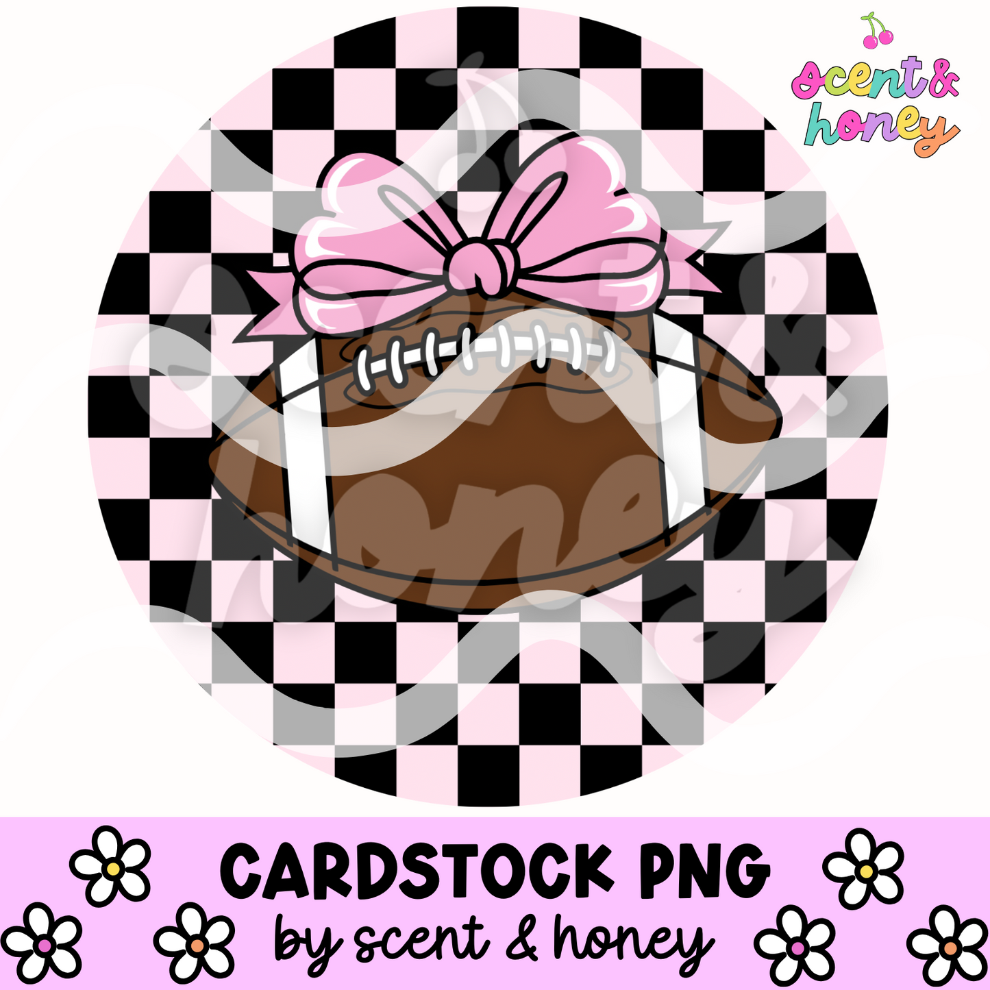 Football with Pink Bow Cardstock PNG