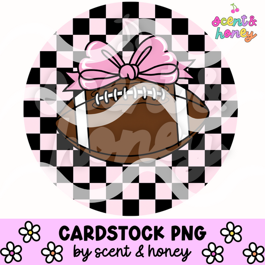 Football with Pink Bow Cardstock PNG