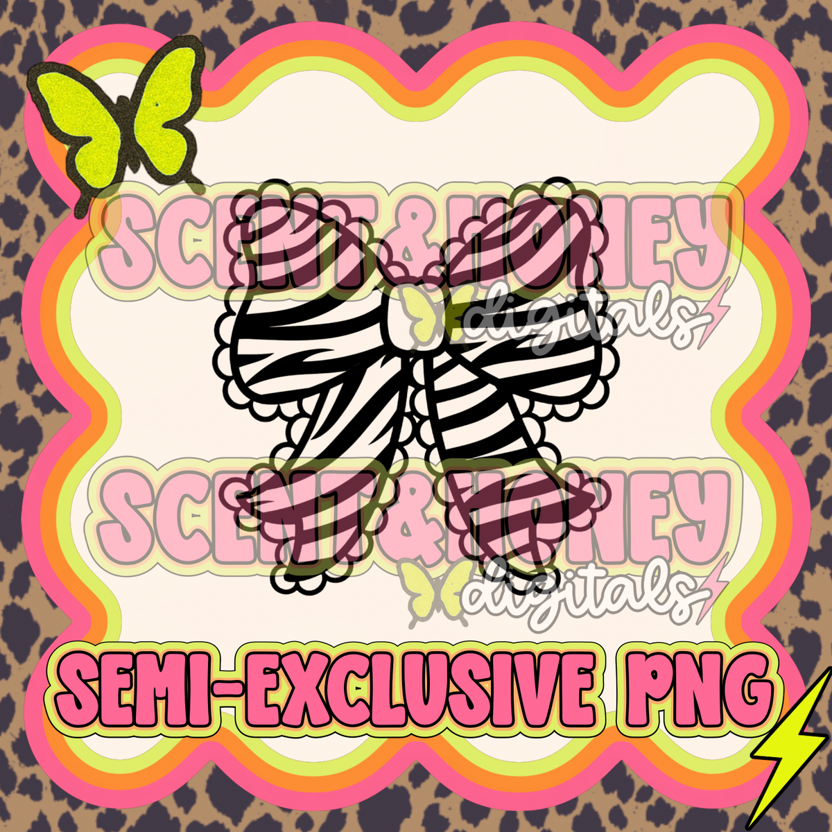 **SEMI-EXCLUSIVE** Zebra Print Bow PNG