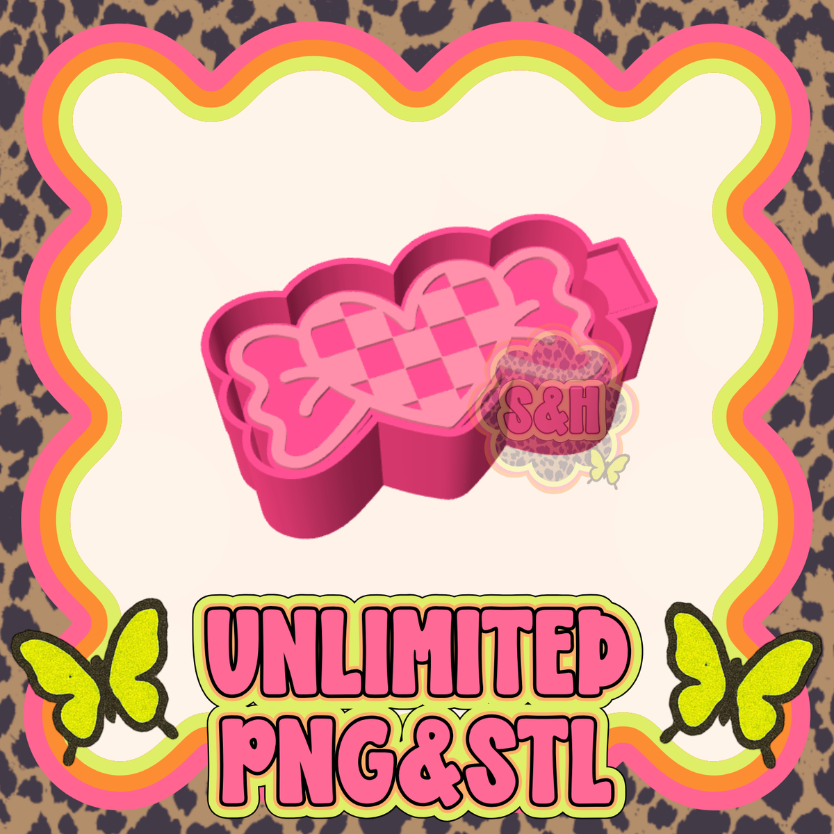 UNLIMITED - Checkered Heart Candy PNG/STL