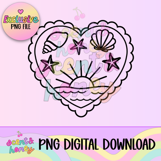 **SEMI-EXCLUSIVE** Sunset Scalloped Heart PNG Download
