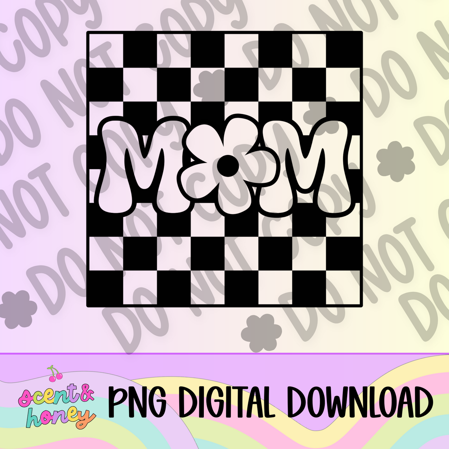 Checkered Mom with Flower PNG Download