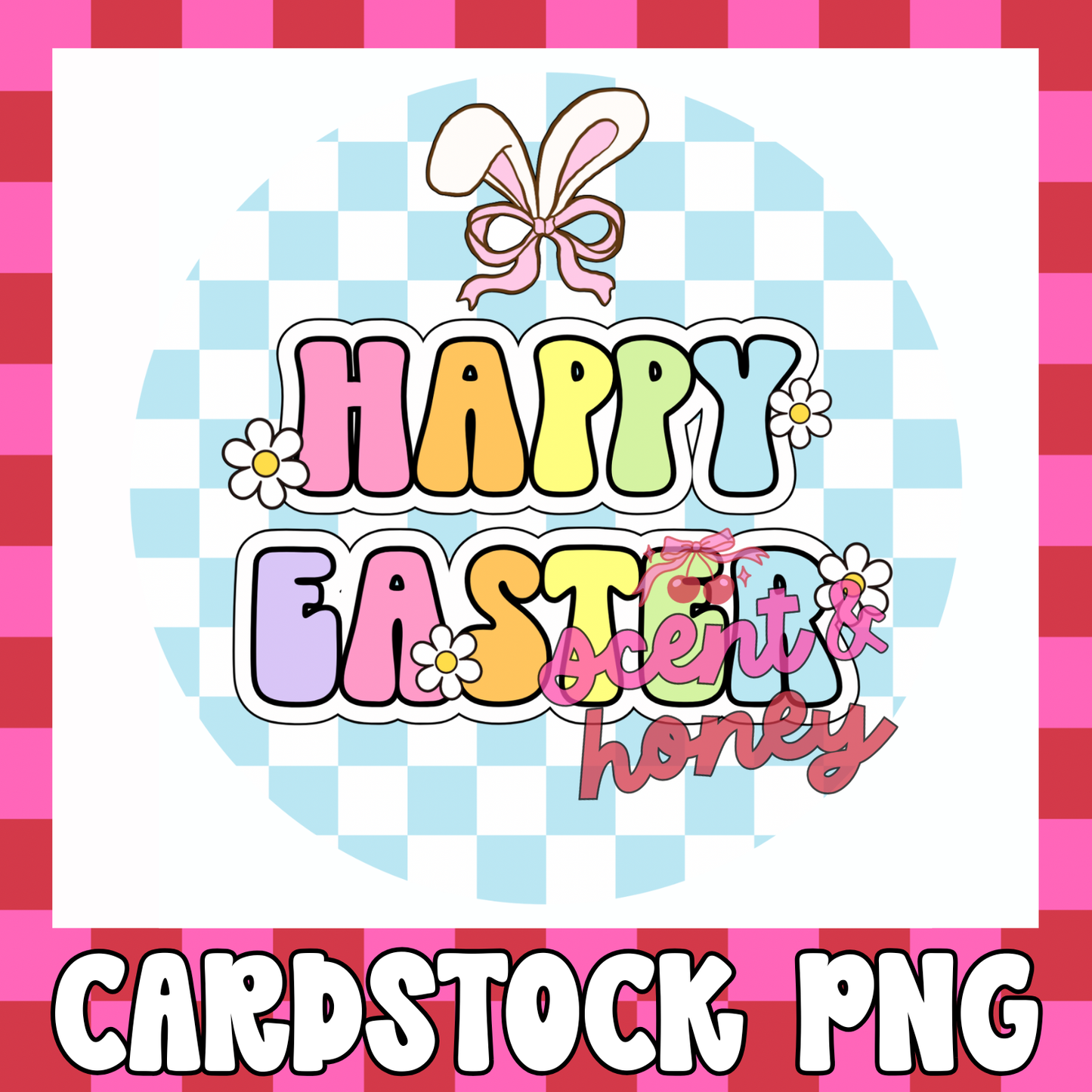 Happy Easter (blue) Cardstock PNG