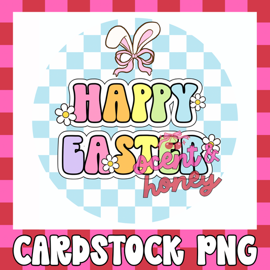 Happy Easter (blue) Cardstock PNG