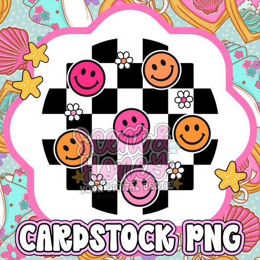 Happy Faces (pink & orange) Cardstock PNG
