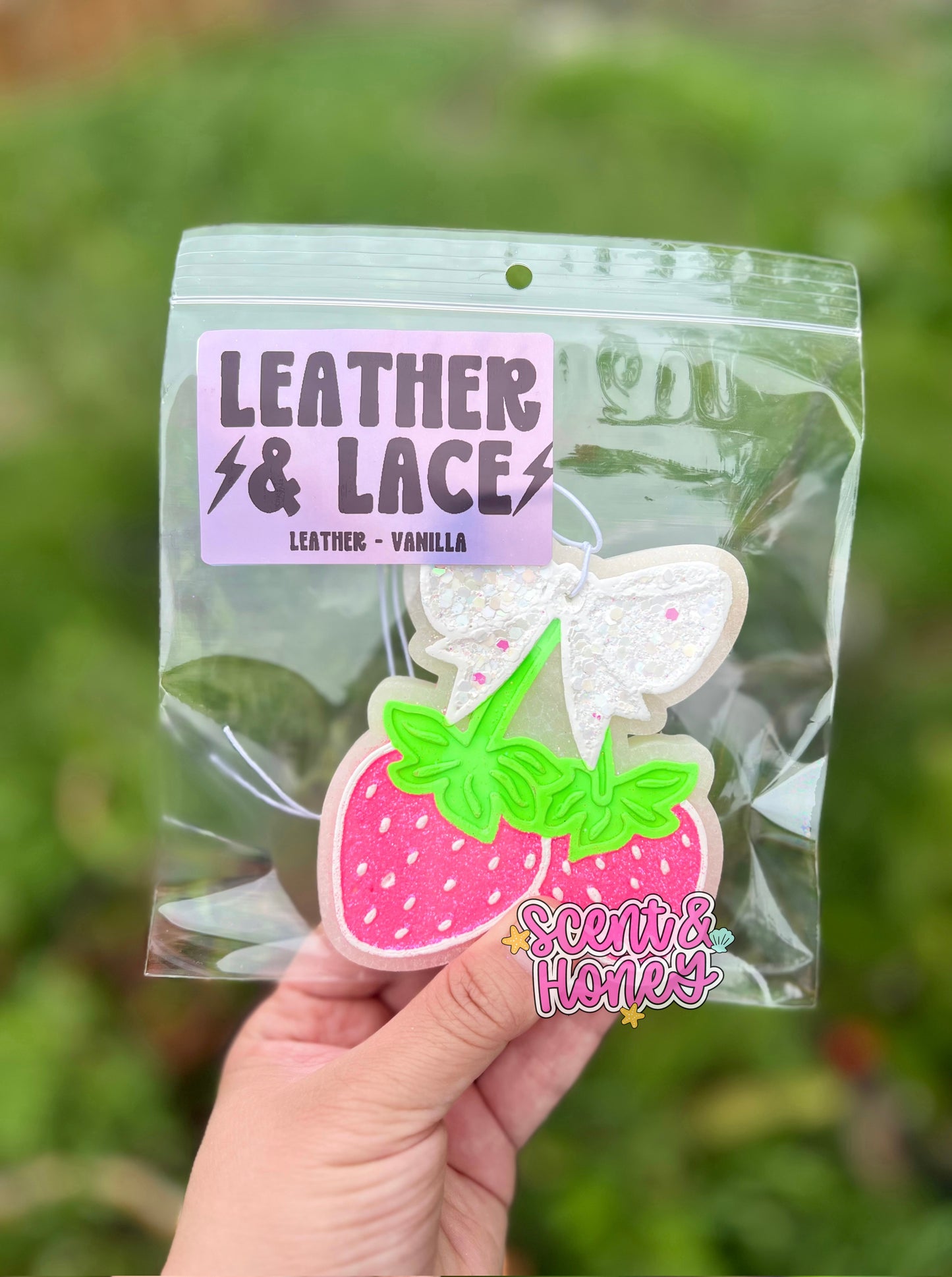 RTS Strawberry Cherries Freshie - Leather & Lace