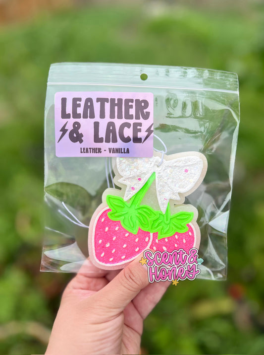 RTS Strawberry Cherries Freshie - Leather & Lace