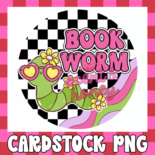 Book Worm (round) Cardstock PNG