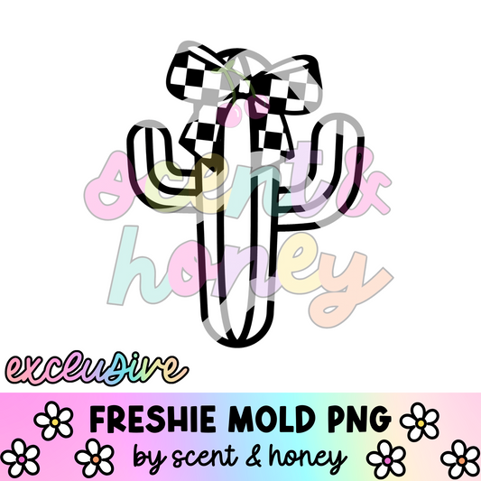 **SEMI-EXCLUSIVE** Cactus with Checkered Bow PNG Download