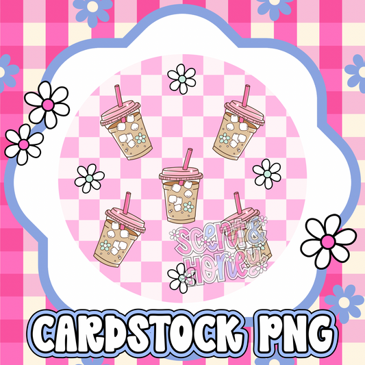 Iced Coffee Pattern Cardstock PNG