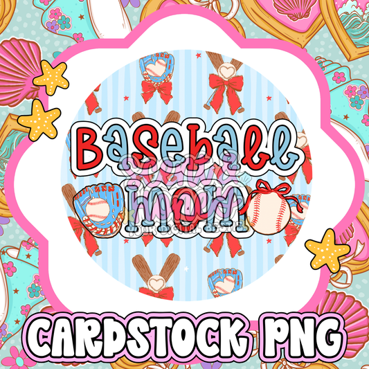 Baseball Mom (blue) Cardstock PNG