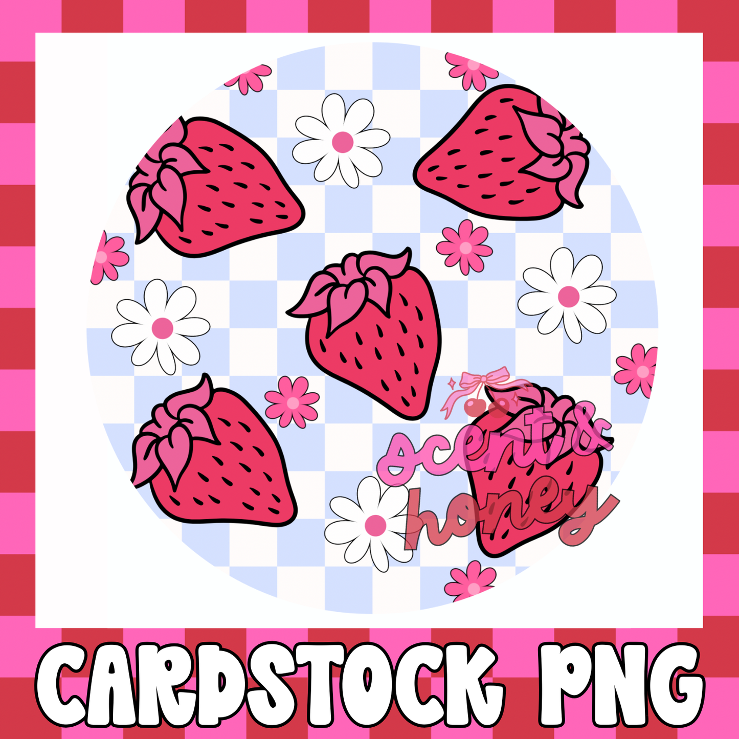 Cute Strawberries (circle) Cardstock PNG