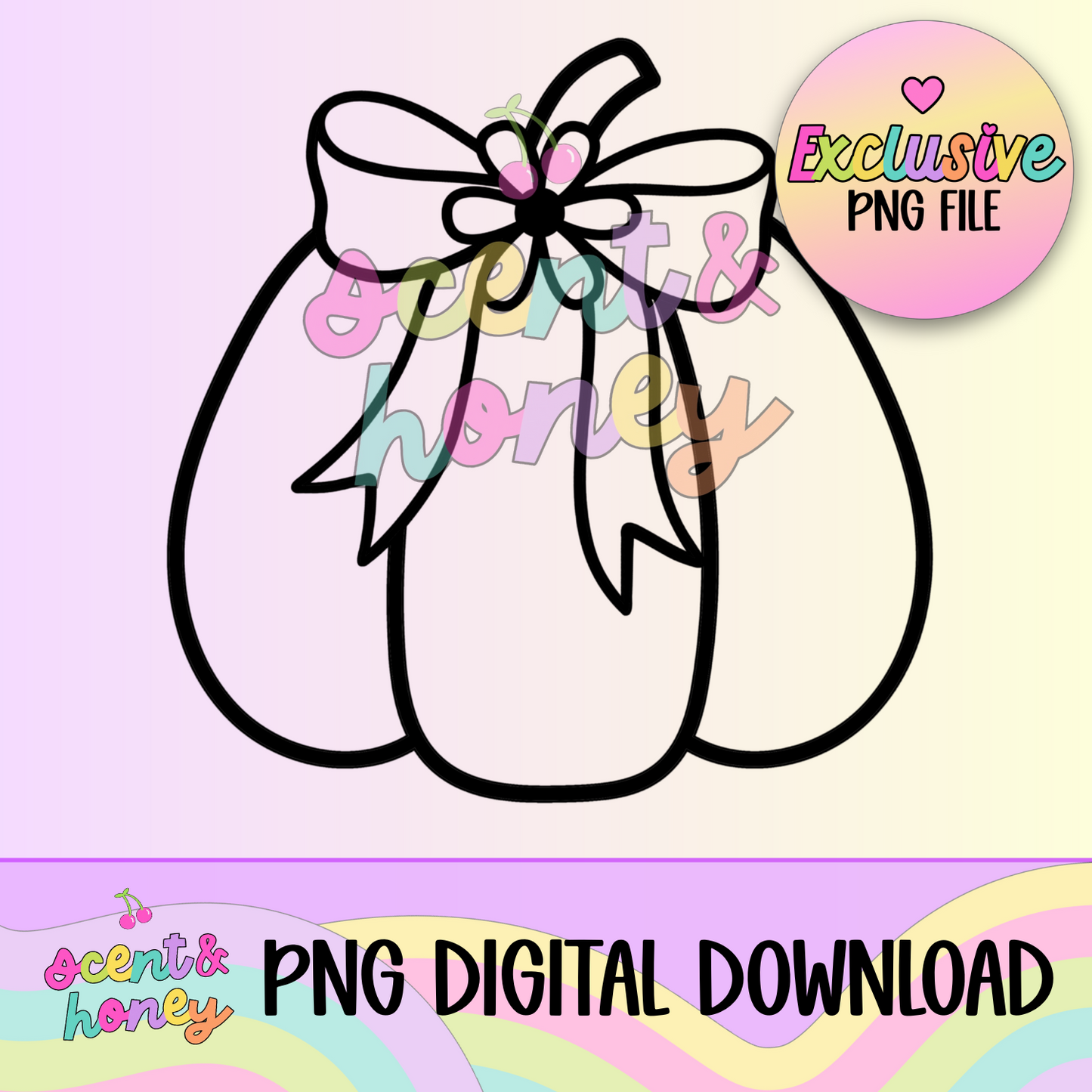 **SEMI-EXCLUSIVE** Pumpkin with Coquette Flower Bow PNG Download