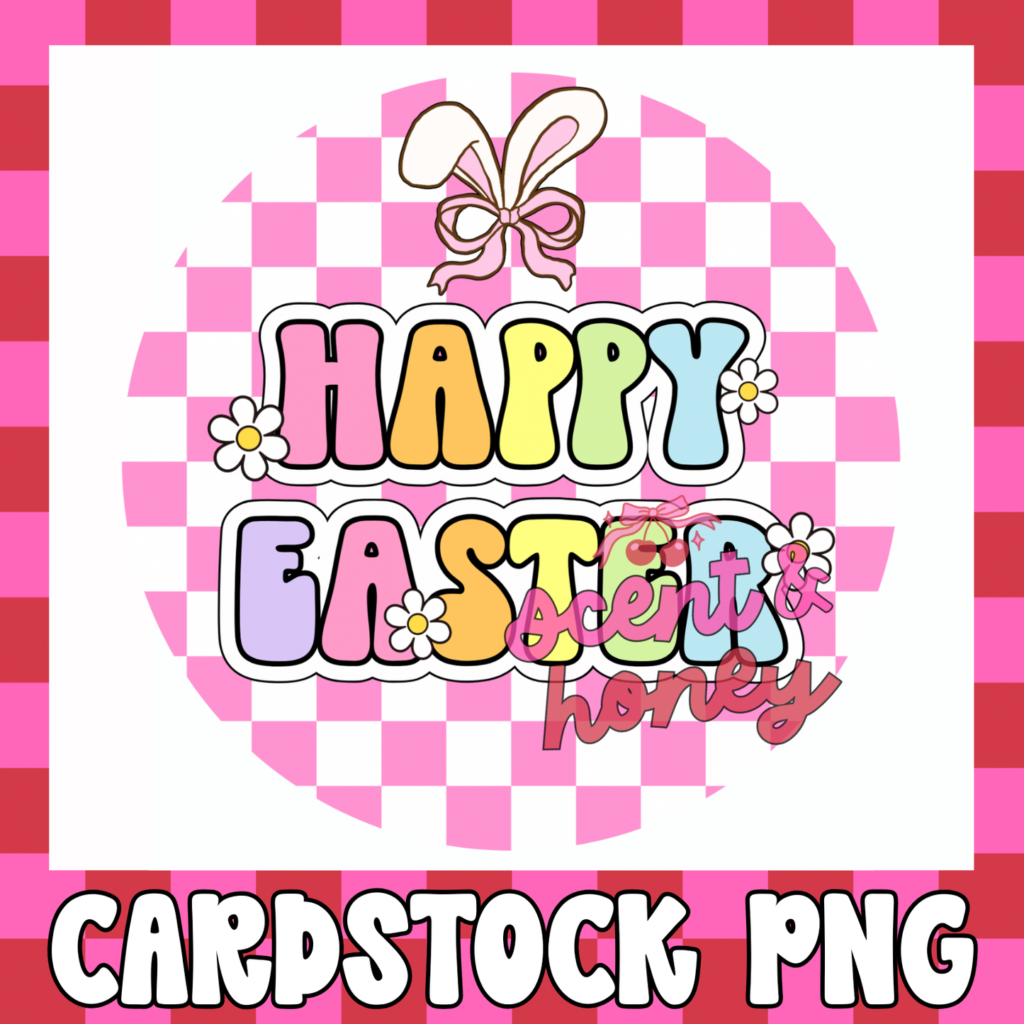 Happy Easter (pink) Cardstock PNG
