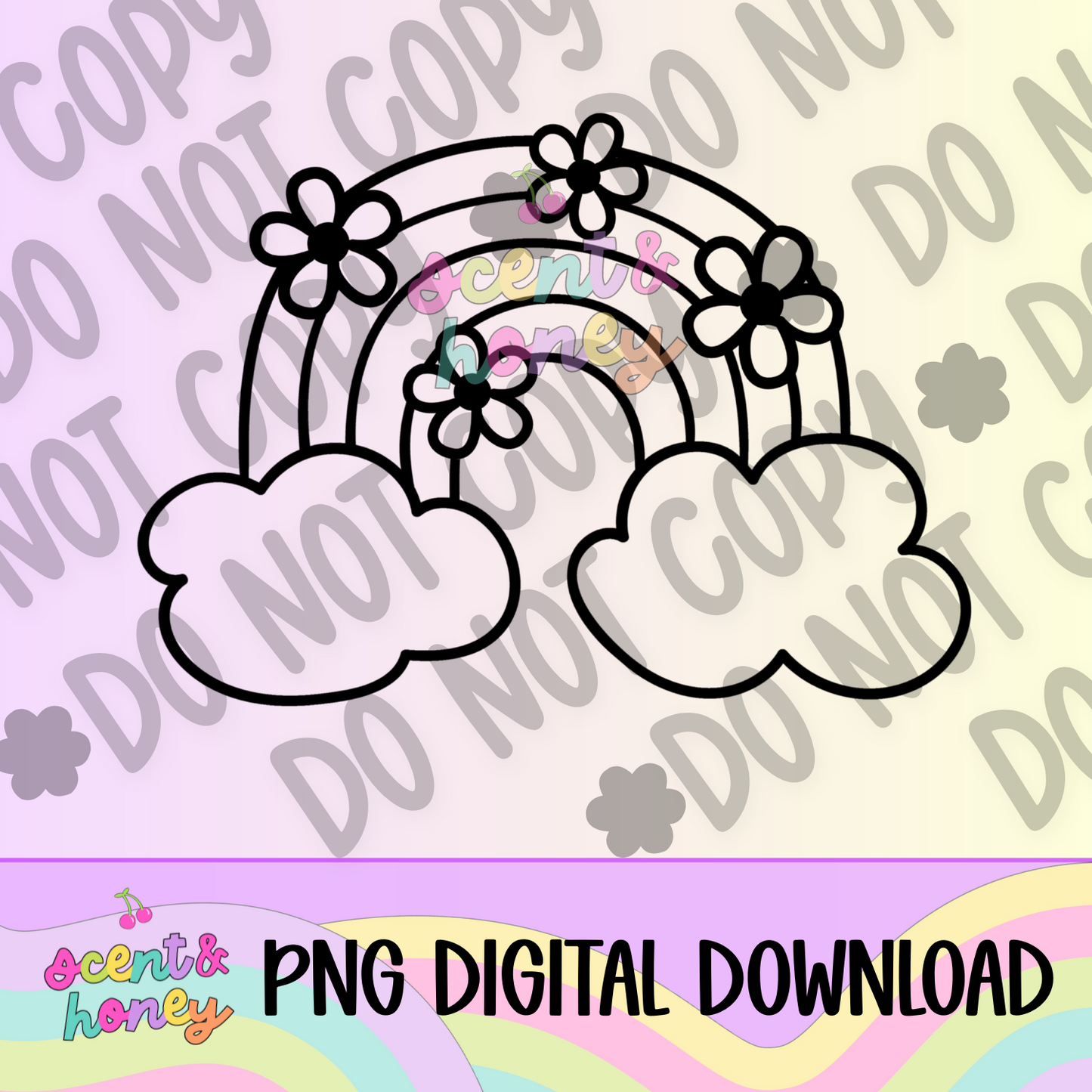 Rainbow with Flowers PNG Download