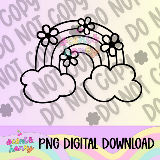 Rainbow with Flowers PNG Download