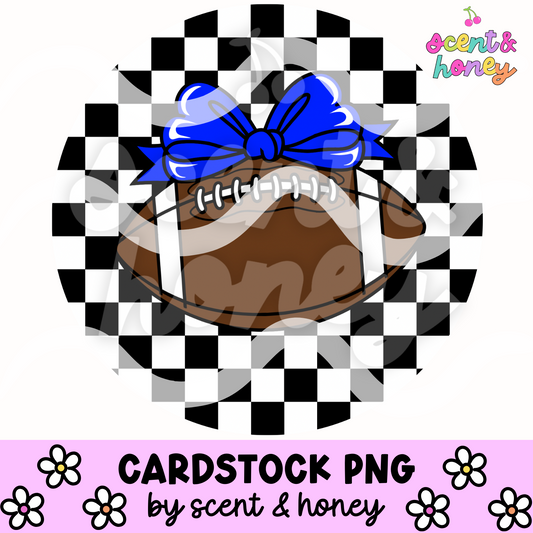 Football with Blue Bow Cardstock PNG