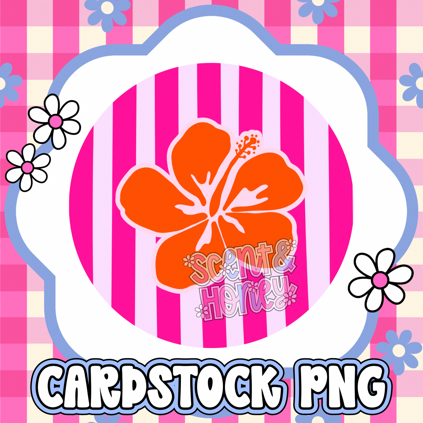 Hibiscus Stripes Cardstock PNG