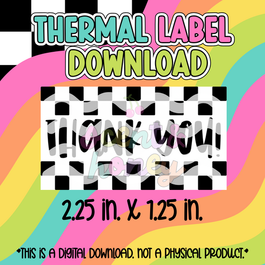 Checkered Thank You Thermal Label