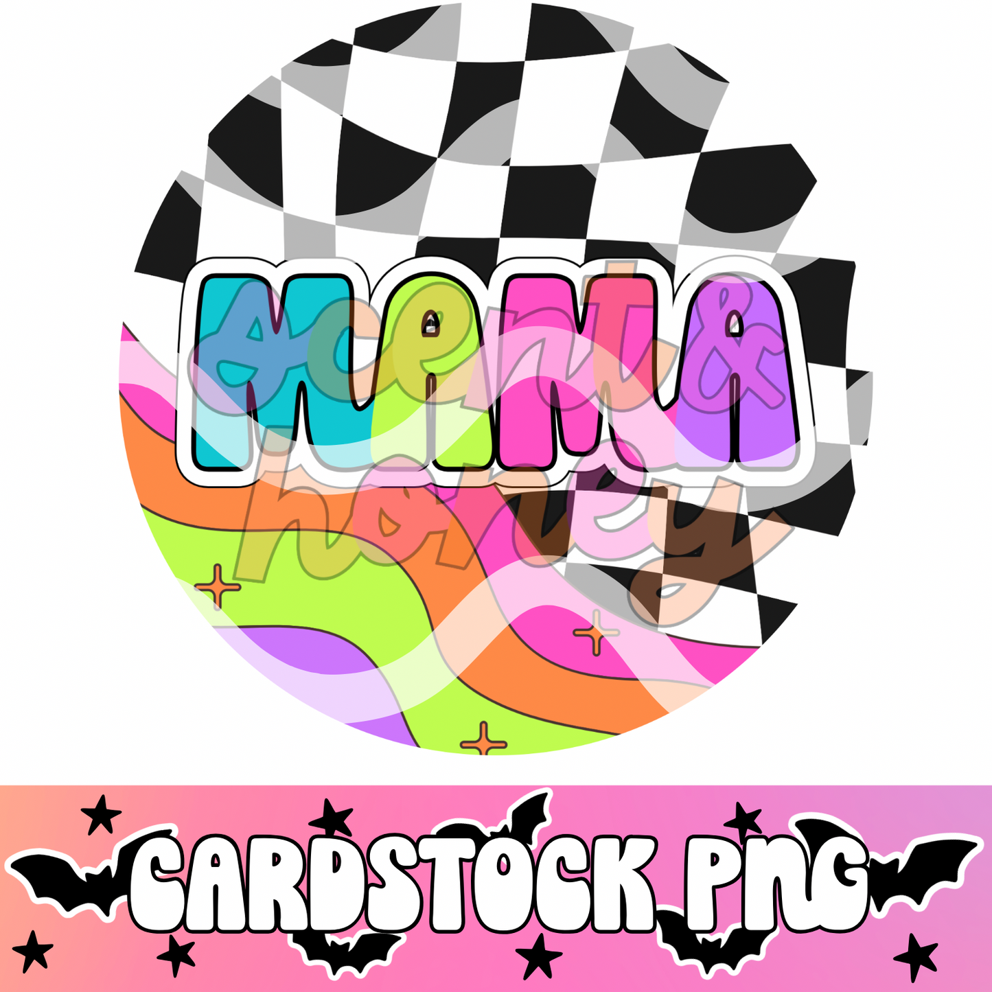 *ROUND* Groovy Mama Cardstock PNG
