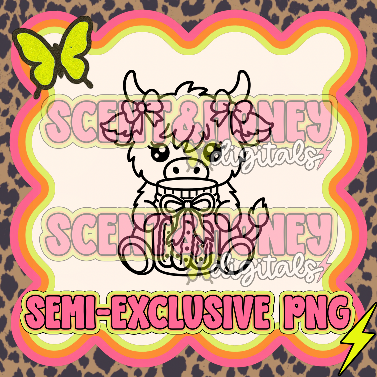 **SEMI-EXCLUSIVE** Highland Cow with Pickle Jar PNG