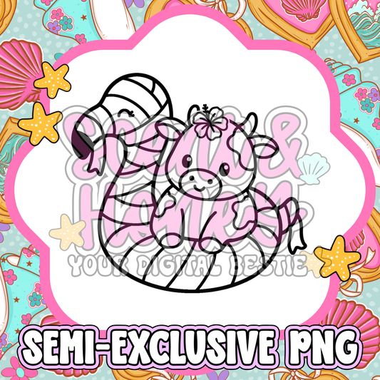 **SEMI-EXCLUSIVE** Cow & Mummy Flamingo Floatie PNG