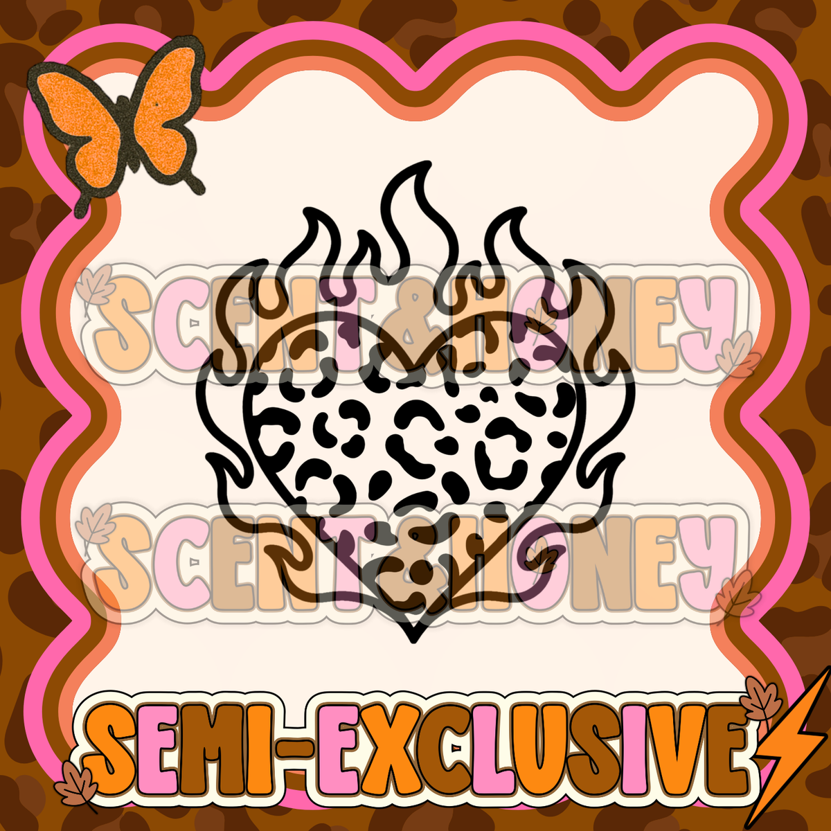 **SEMI-EXCLUSIVE** Cheetah Print Flaming Heart PNG
