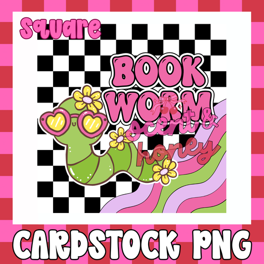Book Worm (square) Cardstock PNG