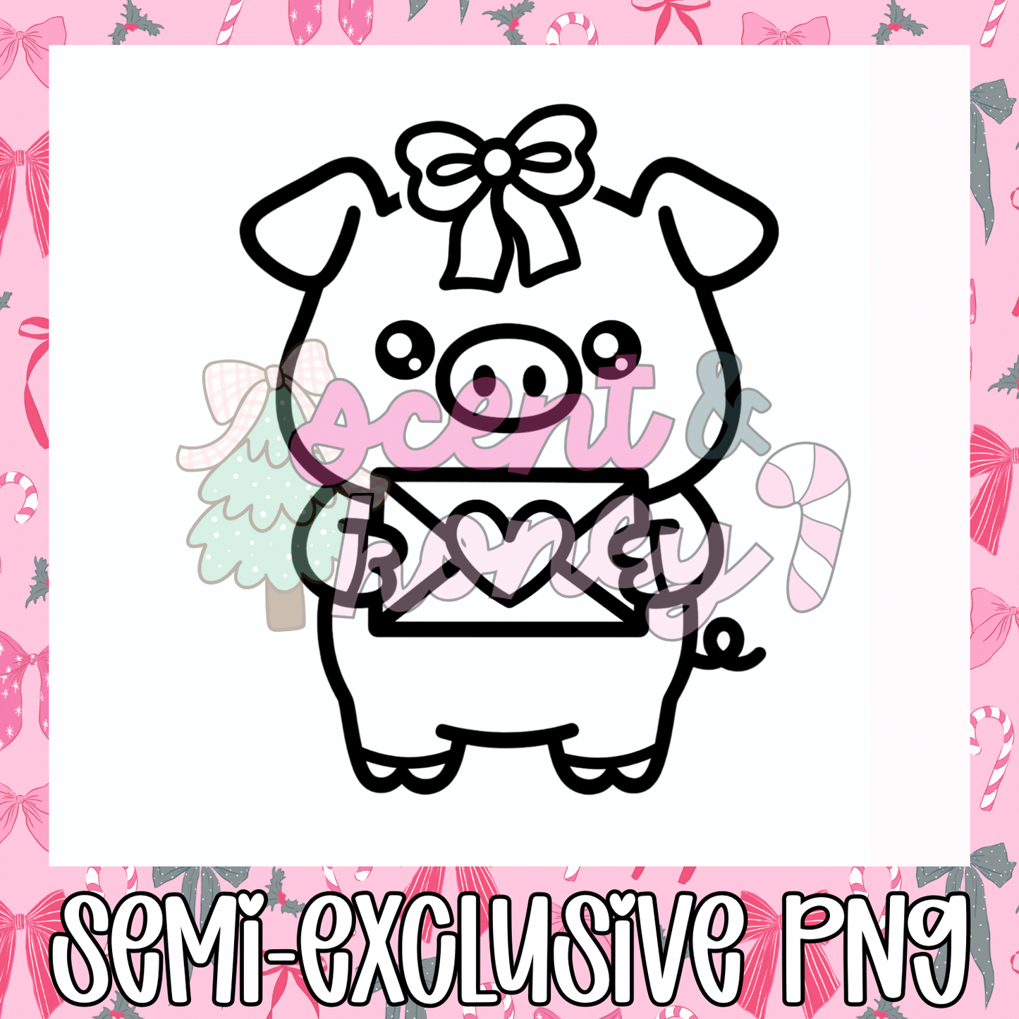 **SEMI-EXCLUSIVE** Piggy with Love Letter PNG