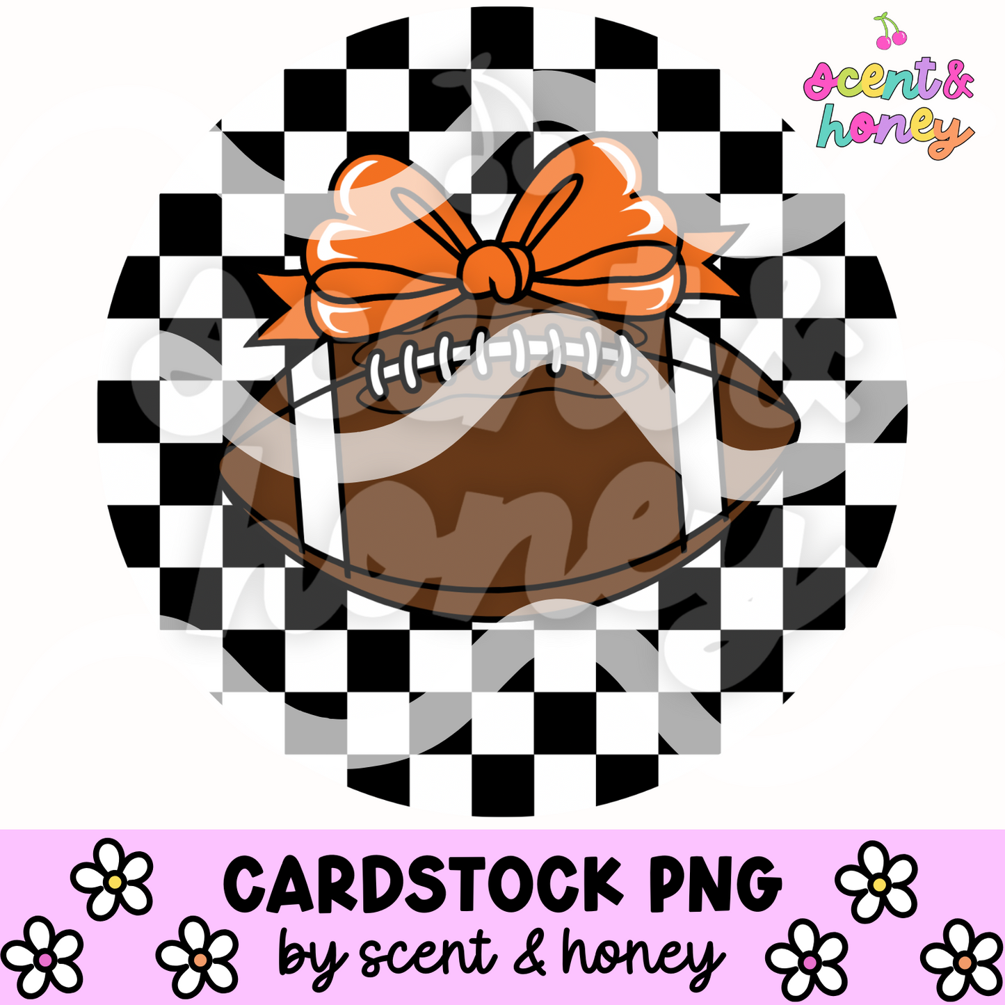 Football with Orange Bow Cardstock PNG