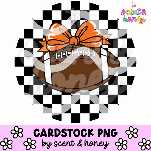 Football with Orange Bow Cardstock PNG