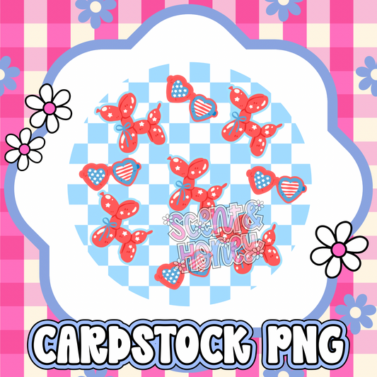 Balloon Dog Pattern (4th of July) Cardstock PNG