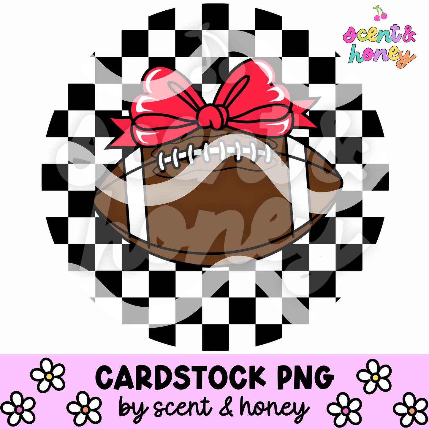 Football with Red Bow Cardstock PNG
