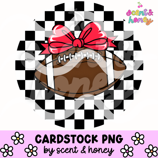 Football with Red Bow Cardstock PNG