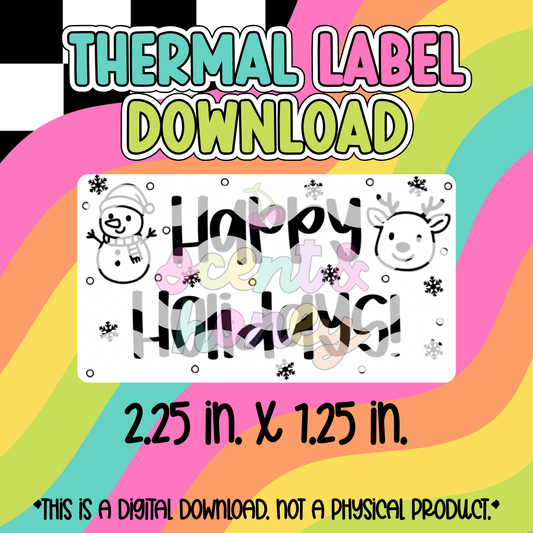 Cute Happy Holidays Thermal Label