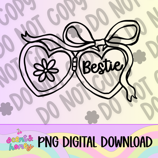 Bestie Heart Locket PNG Download