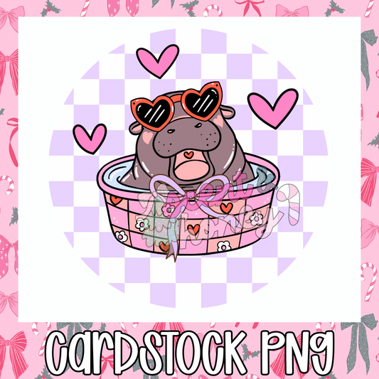 Valentine Hippo Cardstock PNG