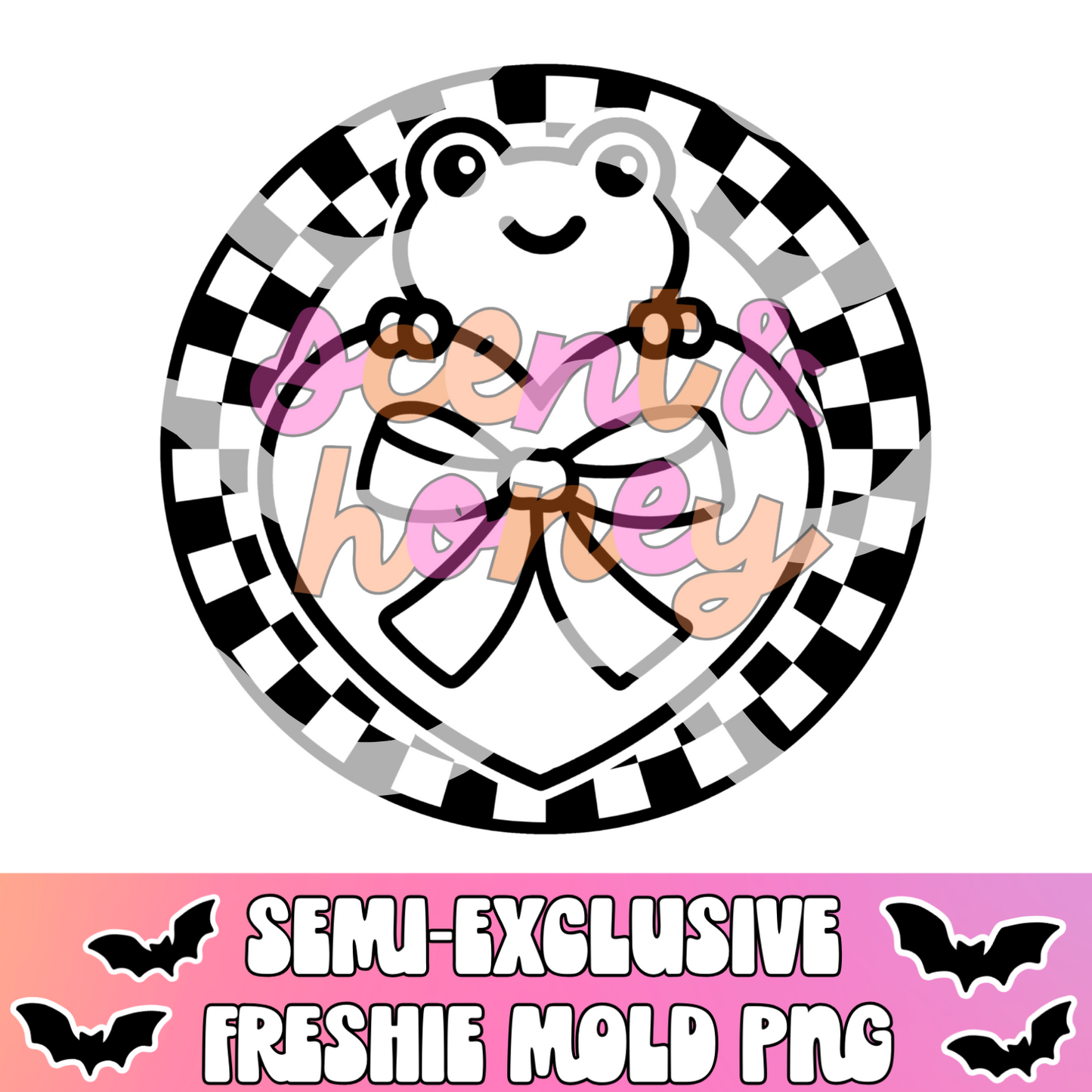 **SEMI-EXCLUSIVE** Valentine Frog in Checkered Round PNG Download