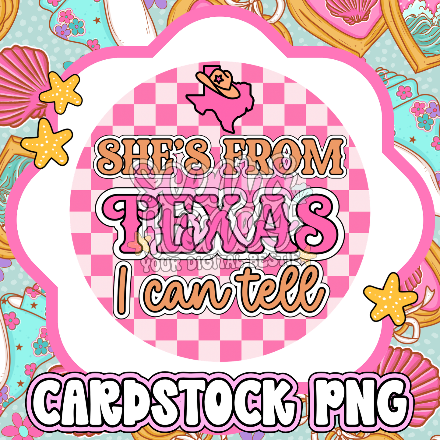 She’s From Texas Orange Cardstock PNG