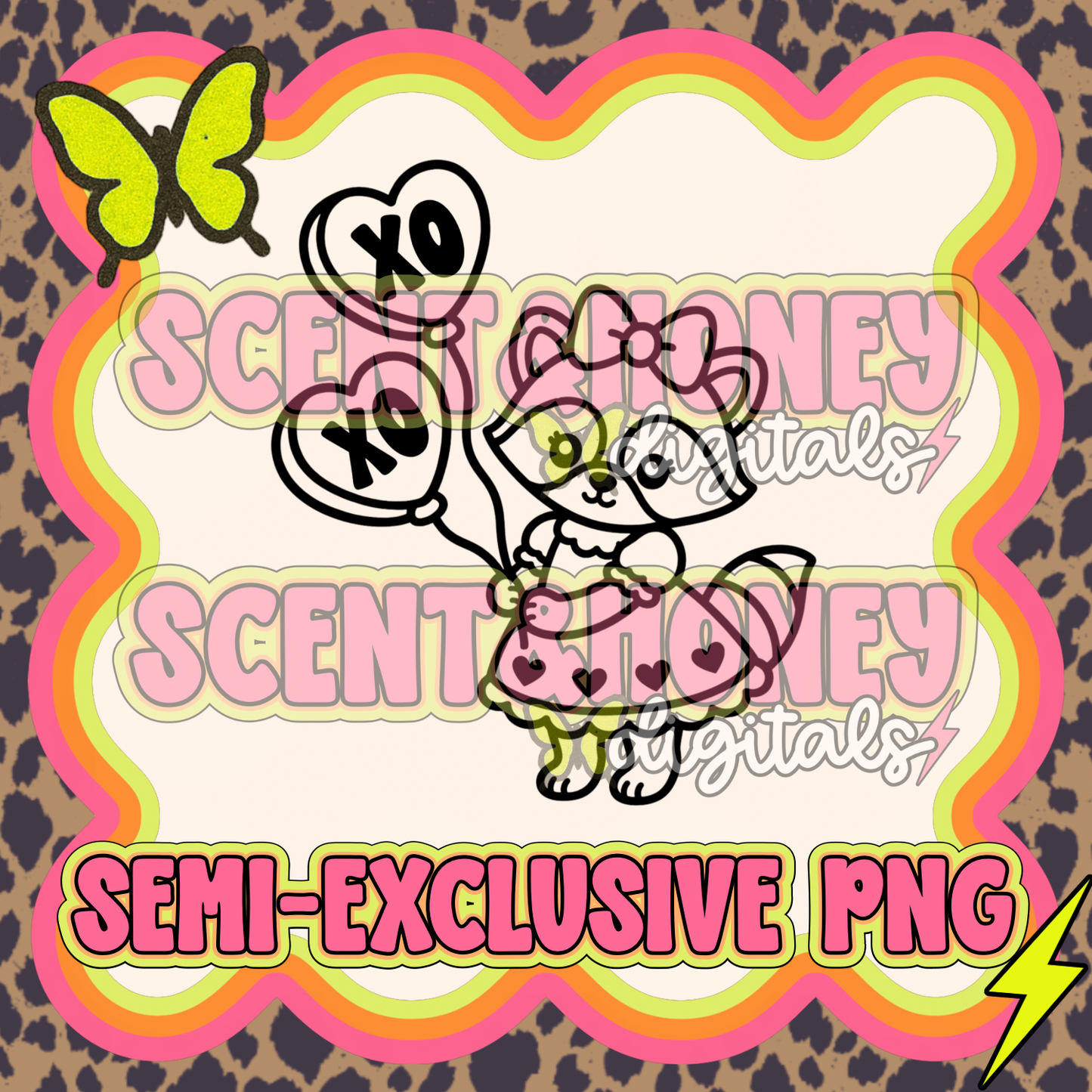 **SEMI-EXCLUSIVE** Raccoon with XO Balloons PNG